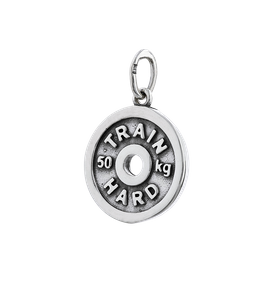 Fit Kolekcja - Oxidised Sterling Silver Pendant WEIGHT PLATE TRAIN HARD