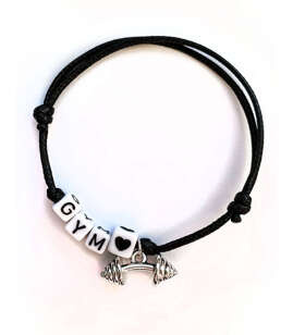 Fit Kolekcja - String Bracelet -  GYM barbell 01 silver