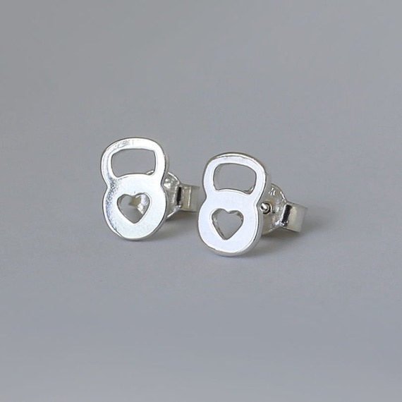 Fit Kolekcja - KETTLEBELL ❤ Earrings Sterling Silver Studs