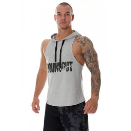 Poundout - Sleeveless Hoodie Tank Top BARBELLS grey