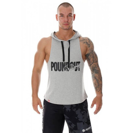 Poundout - Sleeveless Hoodie Tank Top BARBELLS grey