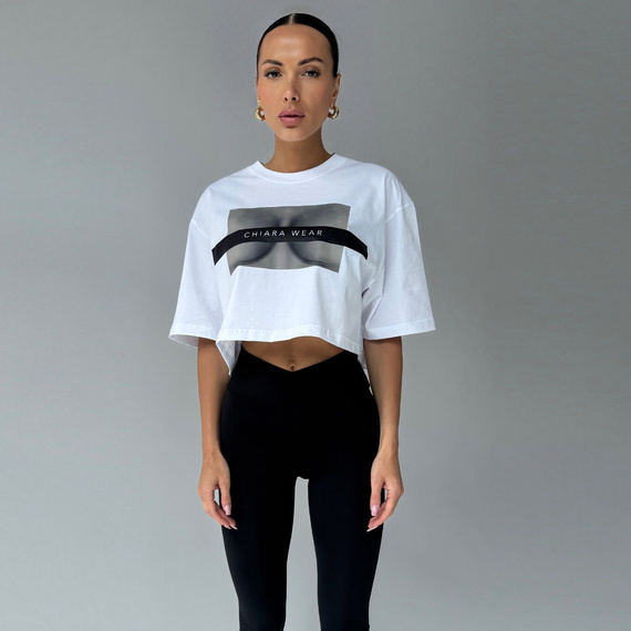 Chiara Wear - T-shirt crop top FREE BOOBIES - biały