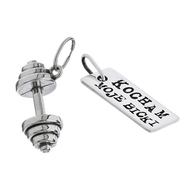 Fit Kolekcja - Set of Two Pendants: DUMBBELL 001 and I LOVE MY BICEPS Charm
