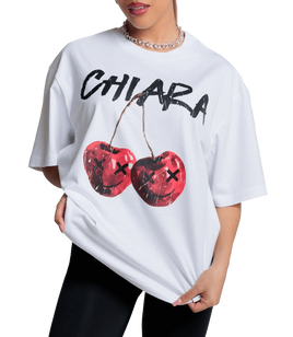Chiara Wear - T-shirt oversize CHERRY - white