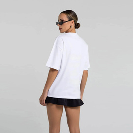 Chiara Wear - T-shirt bawełniany oversize CHERRY - biały