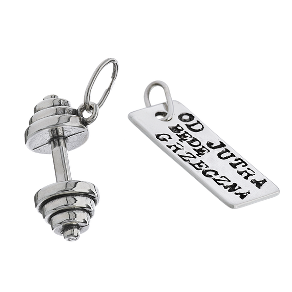 Fit Kolekcja - Set of Two Pendants: DUMBBELL 001 and I'LL BE A GOOD GIRL... Charm
