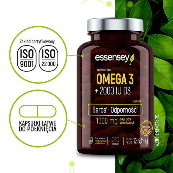 Essensey - Omega 3 + 2000 IU D3 - 90 kaps.