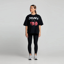Chiara Wear - T-shirt bawełniany oversize CHERRY - czarny