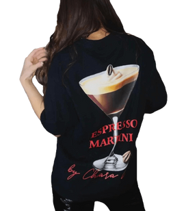 Chiara Wear - T-shirt bawełniany oversize ESPRESSO MARTINI - czarny
