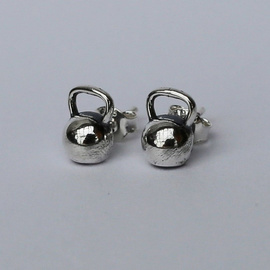 Fit Kolekcja - KETTLEBELL Earrings Sterling Silver Studs