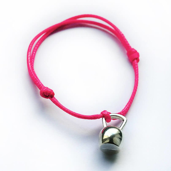 Fit Kolekcja - KETTLEBELL String Bracelet - Neon Pink