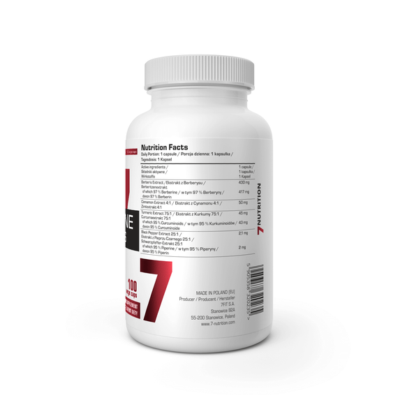 7Nutrition - Berberine HCL PLUS - 100 vege caps.