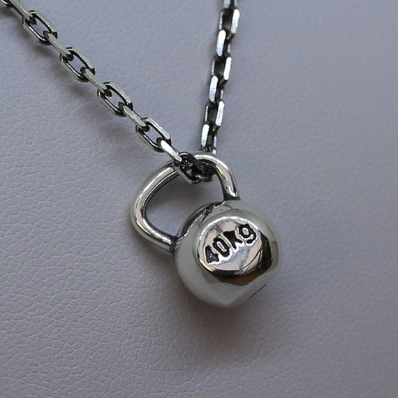 Fit Kolekcja - Oxidised Sterling Silver Pendant KETTLEBELL 001