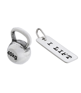 Fit Kolekcja - Srebrne zawieszki na łańcuszek KETTLEBELL 001 / I LIFT