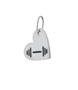 Fit Kolekcja - Oxidised Sterling Silver Pendant HEART AND DUMBBELL 01