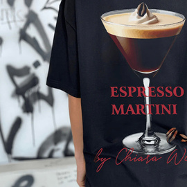 Chiara Wear - T-shirt bawełniany oversize ESPRESSO MARTINI - czarny