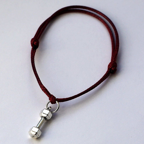 Fit Kolekcja - DUMBBELL String Bracelet - Red Wine