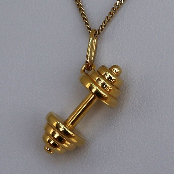 Fit Kolekcja - Gold Plated Sterling Silver Pendant DUMBBELL 003