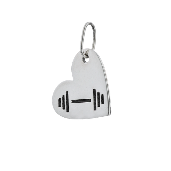 Fit Kolekcja - Oxidised Sterling Silver Pendant HEART AND DUMBBELL 01