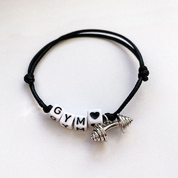 Fit Kolekcja - String Bracelet - GYM barbell 01 silver