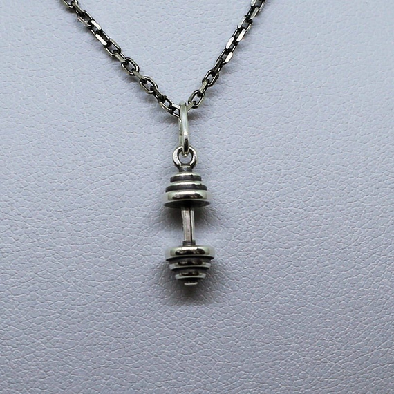 Fit Kolekcja - Oxidised Sterling Silver Pendant DUMBBELL 005