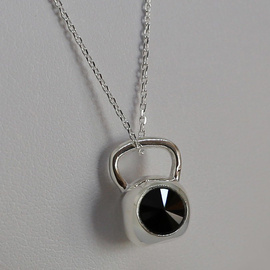 Fit Kolekcja - Sterling Silver Pendant KETTLEBELL SWAROVSKI Jet Hematite