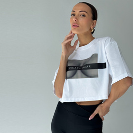 Chiara Wear - T-shirt crop top FREE BOOBIES - white