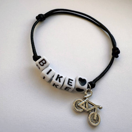 Fit Kolekcja - Bransoletka ze sznurka BIKE rower 01 silver