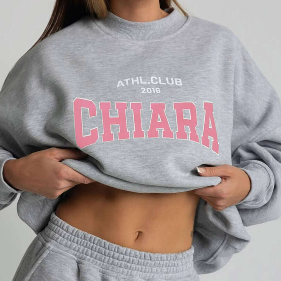 Chiara Wear - Women's Oversize Sweatshirt CHIARA WEAR - gray & pink imprint