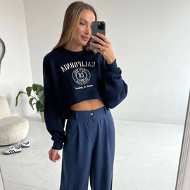 Chiara Wear - Women's SHORT Sweatshirt CALIFORNIA - navy-beige