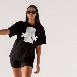 Chiara Wear - T-shirt bawełniany oversize XX BOOBIES - czarny