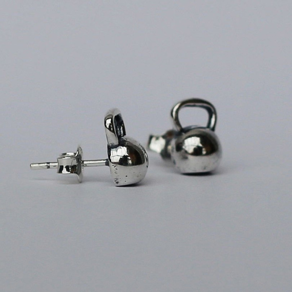 Fit Kolekcja - KETTLEBELL Earrings Sterling Silver Studs
